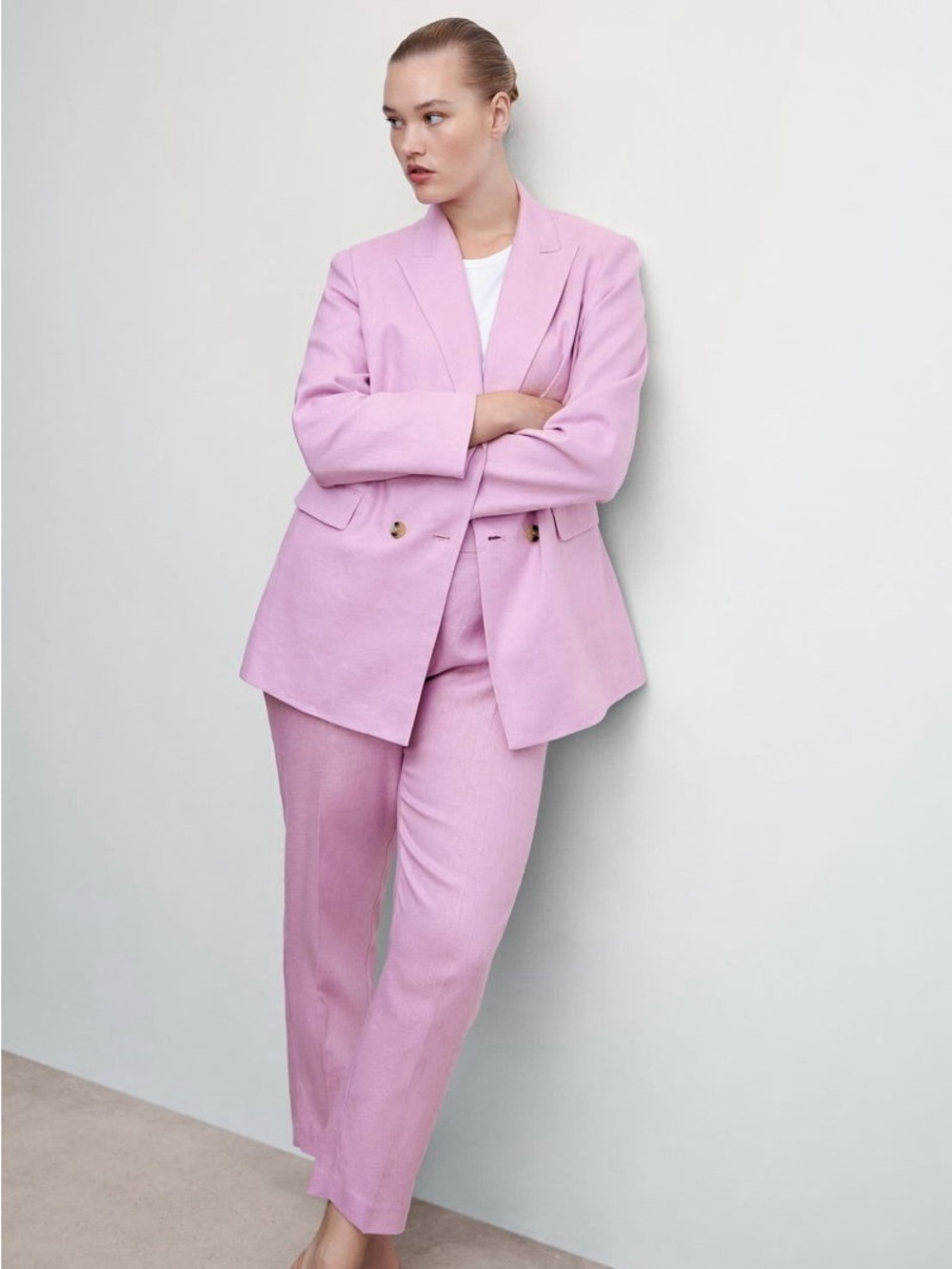 Mango 100% Linen Lilac Suit - L